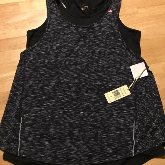 NWT Womens TANGERINE Black Exercise Active Fitness Tank Top Shirt L Large
